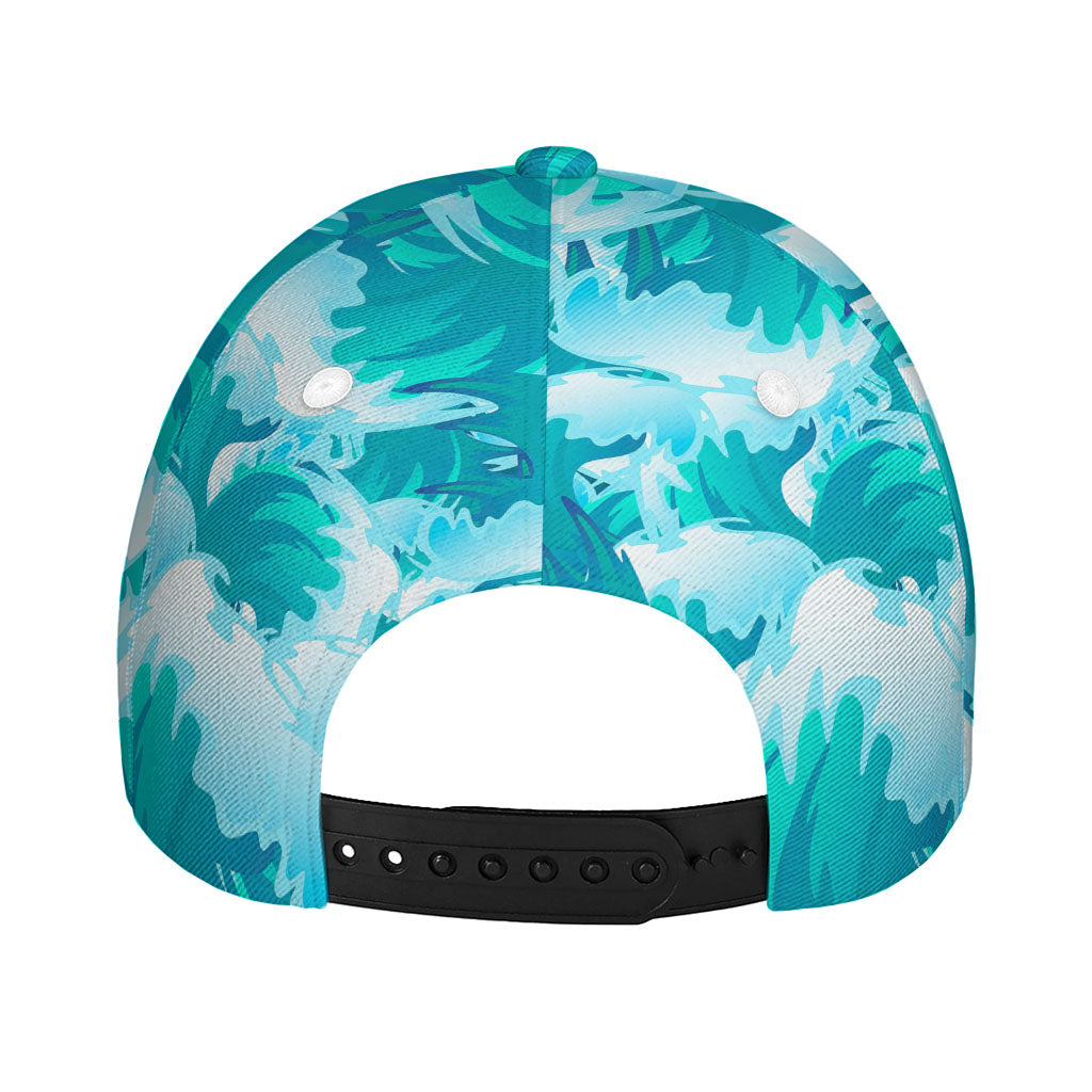 Blue Surfing Wave Pattern Print Baseball Cap