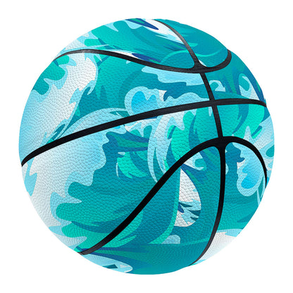 Blue Surfing Wave Pattern Print Basketball