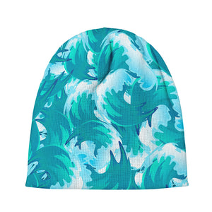 Blue Surfing Wave Pattern Print Beanie