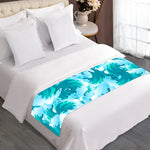 Blue Surfing Wave Pattern Print Bed Runner