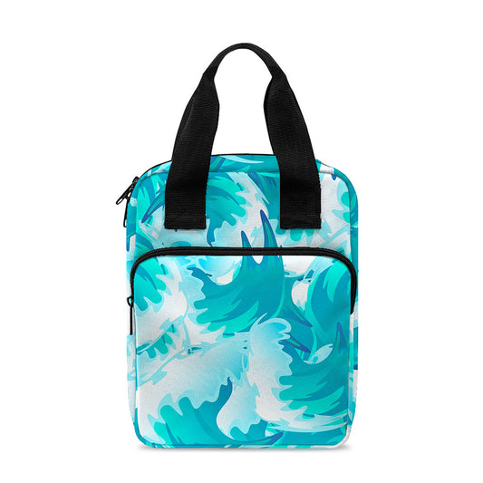 Blue Surfing Wave Pattern Print Bible Tote Bag