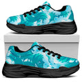 Blue Surfing Wave Pattern Print Black Chunky Shoes