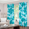 Blue Surfing Wave Pattern Print Blackout Grommet Curtains