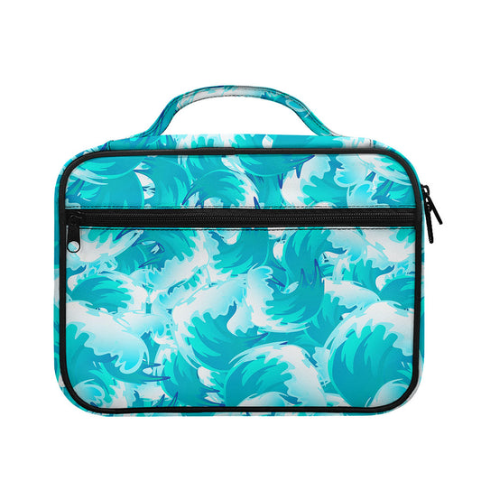 Blue Surfing Wave Pattern Print Briefcase Bible Bag