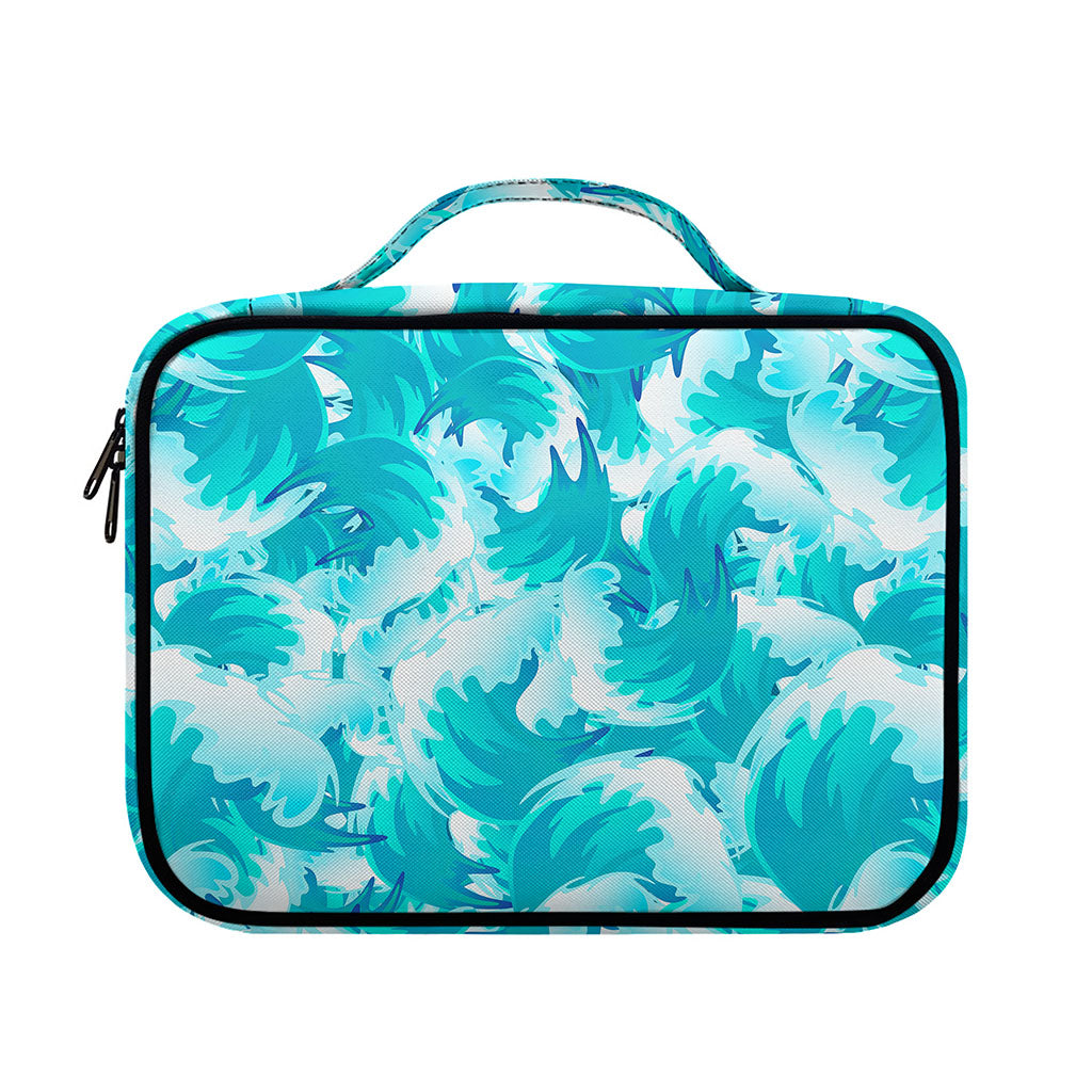 Blue Surfing Wave Pattern Print Briefcase Bible Bag