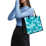Blue Surfing Wave Pattern Print Canvas Tote Bag