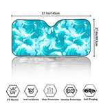 Blue Surfing Wave Pattern Print Car Windshield Sun Shade