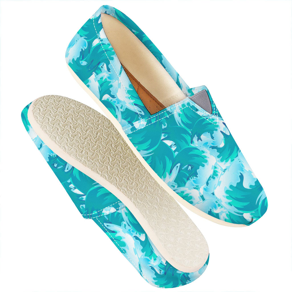 Blue Surfing Wave Pattern Print Casual Shoes