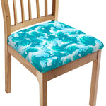 Blue Surfing Wave Pattern Print Chair Cushion Cover