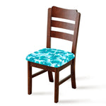 Blue Surfing Wave Pattern Print Chair Cushion Cover