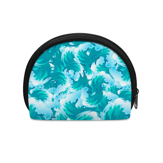 Blue Surfing Wave Pattern Print Coin Purse