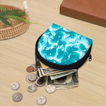 Blue Surfing Wave Pattern Print Coin Purse