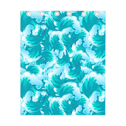 Blue Surfing Wave Pattern Print Curtain