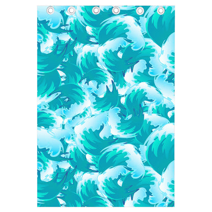 Blue Surfing Wave Pattern Print Curtain