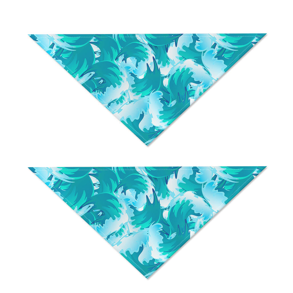 Blue Surfing Wave Pattern Print Dog Bandana