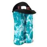 Blue Surfing Wave Pattern Print Double Neoprene Wine Tote