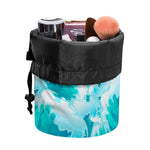 Blue Surfing Wave Pattern Print Drawstring Makeup Bag