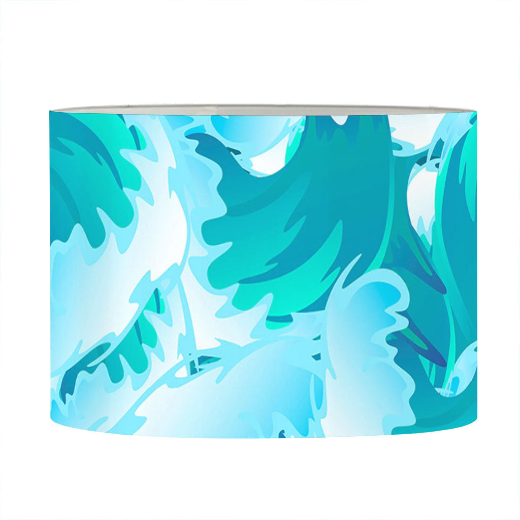 Blue Surfing Wave Pattern Print Drum Lamp Shade