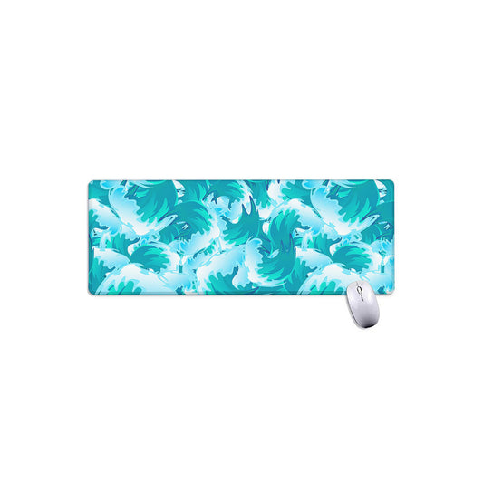 Blue Surfing Wave Pattern Print Extended Mouse Pad