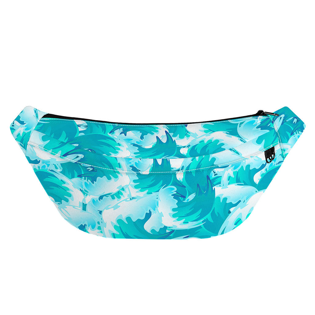 Blue Surfing Wave Pattern Print Fanny Pack