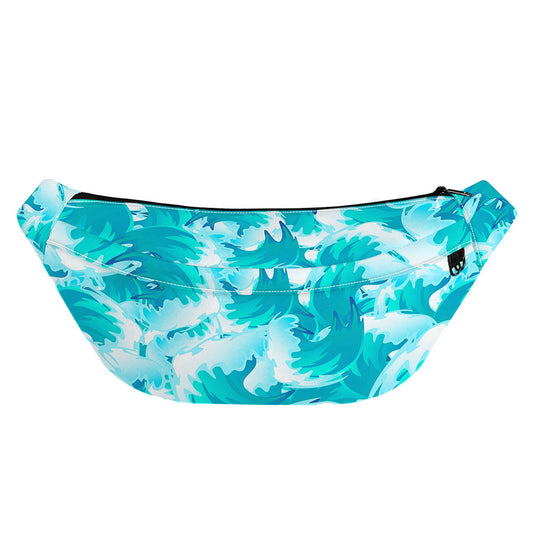 Blue Surfing Wave Pattern Print Fanny Pack