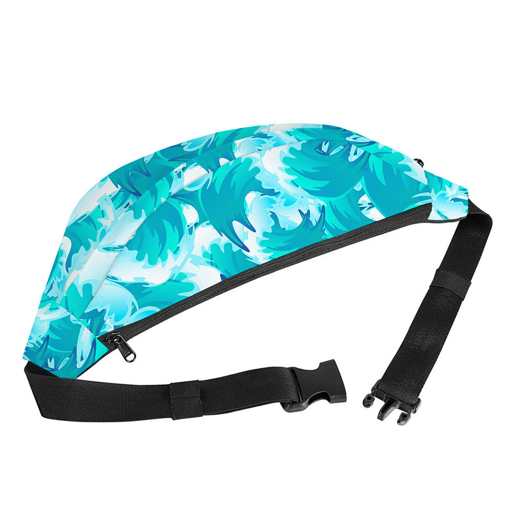 Blue Surfing Wave Pattern Print Fanny Pack
