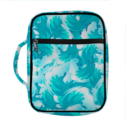 Blue Surfing Wave Pattern Print Front Pocket Bible Bag