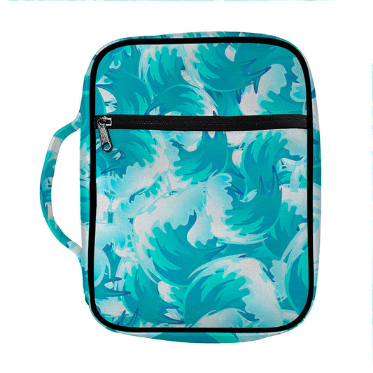 Blue Surfing Wave Pattern Print Front Pocket Bible Bag