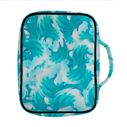 Blue Surfing Wave Pattern Print Front Pocket Bible Bag