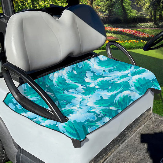 Blue Surfing Wave Pattern Print Golf Cart Seat Cover