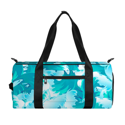 Blue Surfing Wave Pattern Print Gym Bag