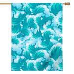 Blue Surfing Wave Pattern Print House Flag
