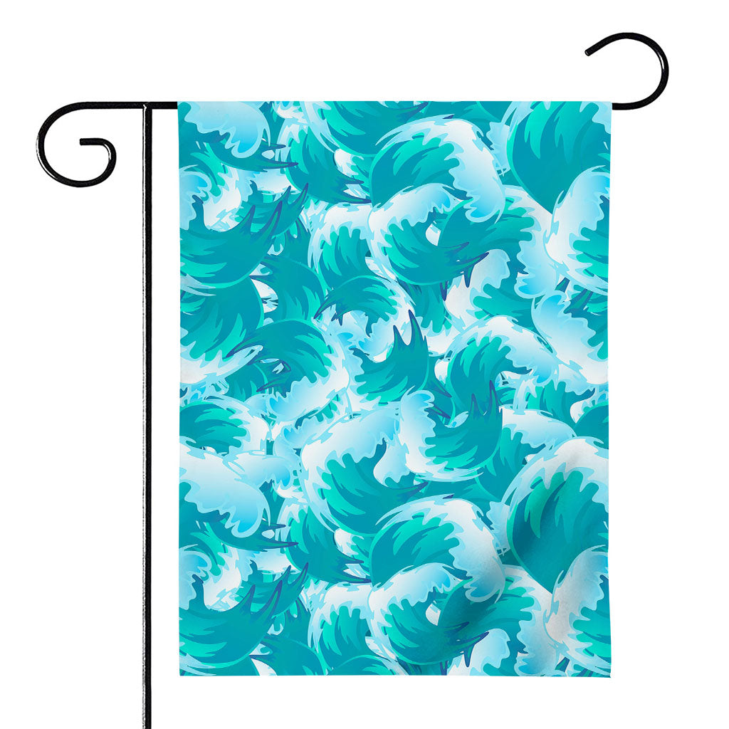Blue Surfing Wave Pattern Print House Flag
