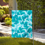 Blue Surfing Wave Pattern Print House Flag