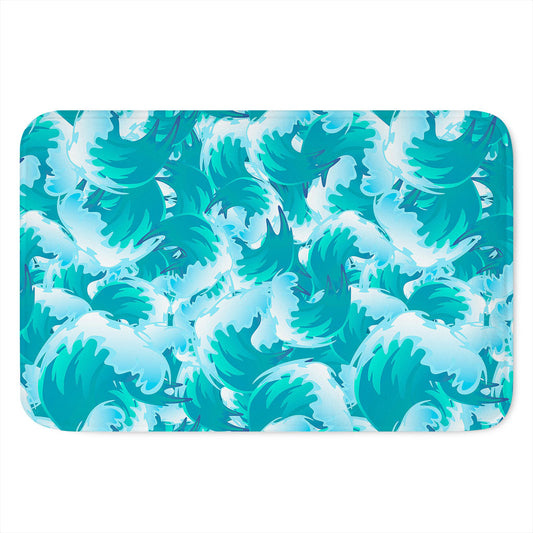 Blue Surfing Wave Pattern Print Indoor Door Mat