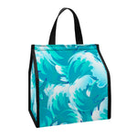 Blue Surfing Wave Pattern Print Insulated Lunch Tote