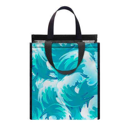 Blue Surfing Wave Pattern Print Insulated Lunch Tote