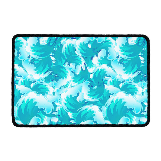 Blue Surfing Wave Pattern Print Kitchen Mat