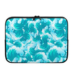 Blue Surfing Wave Pattern Print Laptop Sleeve