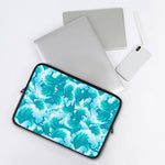 Blue Surfing Wave Pattern Print Laptop Sleeve
