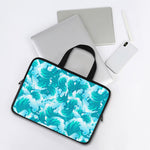 Blue Surfing Wave Pattern Print Laptop Sleeve With Handle