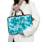 Blue Surfing Wave Pattern Print Laptop Sleeve With Handle