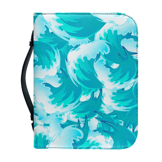 Blue Surfing Wave Pattern Print Leather Bible Cover