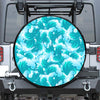 Blue Surfing Wave Pattern Print Leather Spare Tire Cover