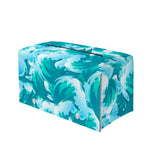 Blue Surfing Wave Pattern Print Leather Tissue Box Cover