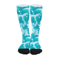 Blue Surfing Wave Pattern Print Long Socks