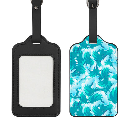 Blue Surfing Wave Pattern Print Luggage Tag