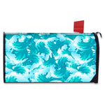 Blue Surfing Wave Pattern Print Mailbox Cover