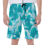 Blue Surfing Wave Pattern Print Men's Beach Shorts