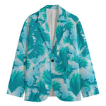 Blue Surfing Wave Pattern Print Men's Blazer